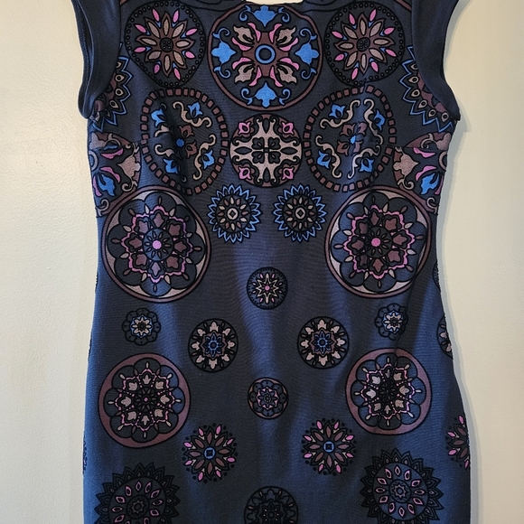 Desigual Sofia Patterns Boho Floral Print Mini Casual Navy Blue Dress Size XL. - Picture 9 of 16